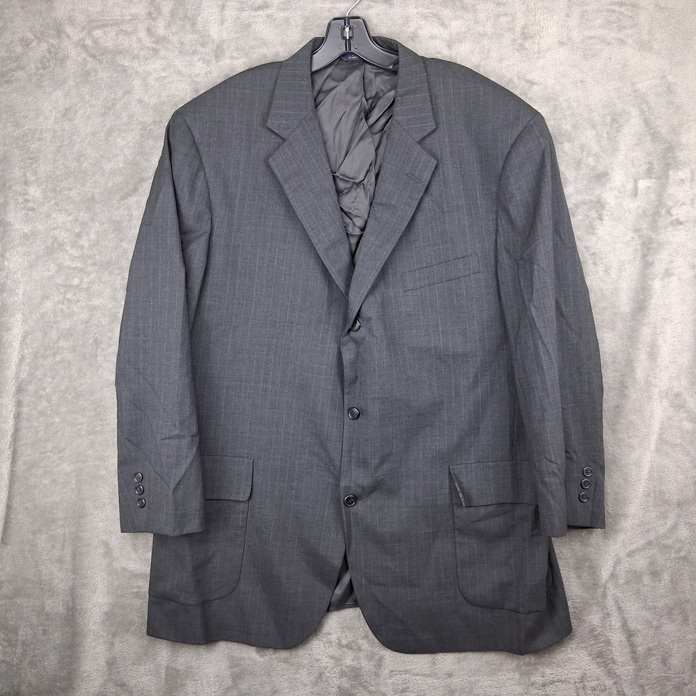 Brooks Brothers Blazer Mens Size 48 Gray Pin Stripes Suit Jacket Sport Coat
